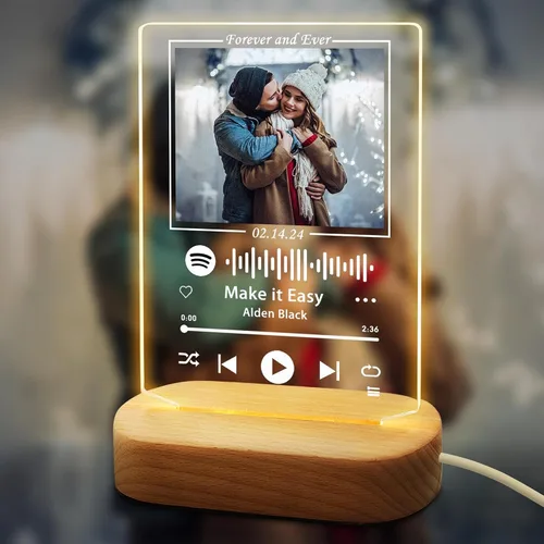 Vista 8 de YESCUSTOM Regalo personalizado para novio novia poema acrílico Cubierta de álbum acrílico Lámpara de luz nocturna transparente personalizada