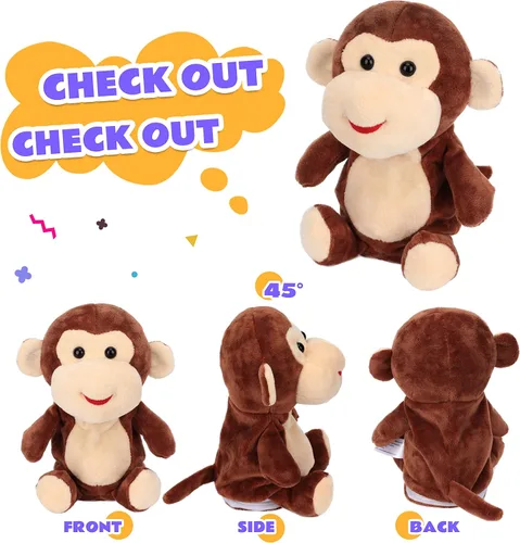 Vista 5 de Easfan Talking Monkey Repeat What You Say - Peluche eléctrico de peluche divertido interactivo para hablar, regalos de cumpleaños para niños