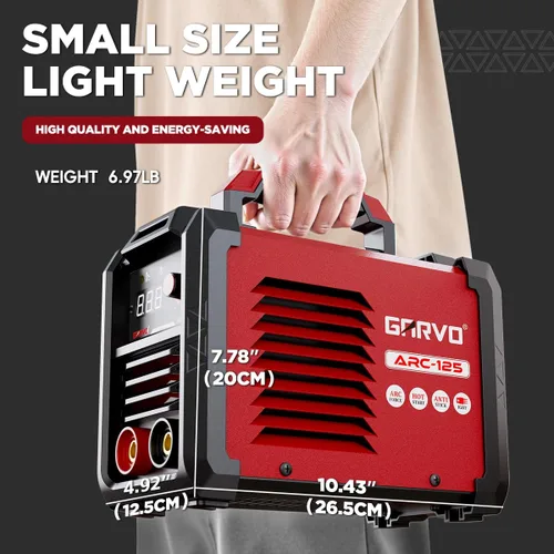 Vista 8 de GARVO Máquina de soldadura MMA de 110 V, soldador ARC de 125 amperios, mini soldador de palo, pantalla digital LCD, arranque en caliente, fuerza