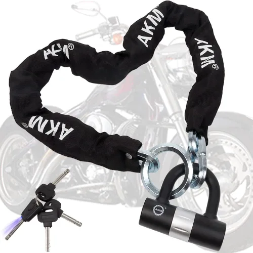 Vista 12 de Candado antirrobo AKM para bicicleta de 3 pies/90 cm de largo, candado de cadena resistente de 10 mm de espesor con 4 llaves, seguridad de 16 mm