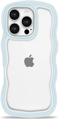 Vista 70 de Anuck Funda para iPhone 13 Pro con borde ondulado, diseño trasero transparente, agarre antideslizante, forma de marco rizado ondulado, a prueba