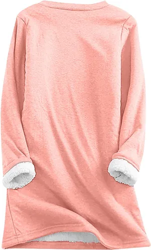 Vista 5 de Ceboyel Sudadera de invierno de moda 2023 para mujer, suéter de Navidad con forro polar y forro de sherpa, pijama cálido para descansar