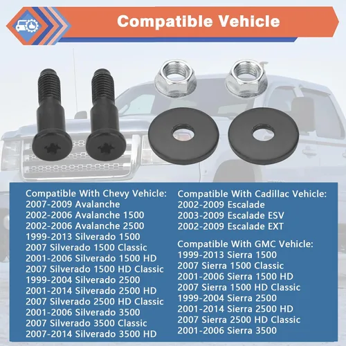 Vista 3 de 2 piezas de cerrojo para puerta trasera compatible con Chevy Cadilac GMC Vehicle 1999-2014 Avalanche Silverado, 2002-2009 Escalade, 1999-2014 Sierra