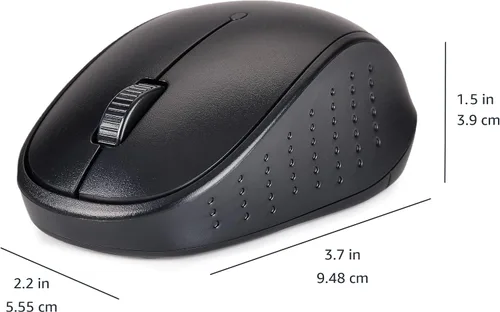Vista 4 de Amazon Basics - Combo de teclado y mouse inalámbricos, tamaño completo, diseño QWERTY, receptor USB Plug & Play de 2.4 GHz, diseño elegante