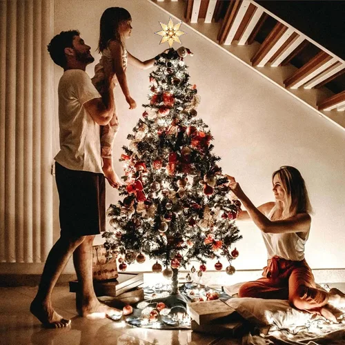 Vista 7 de Brizled Decoración para árbol de Navidad con estrella de 8" iluminada de doble cara, estrella de 8 puntas con 10 luces cálidas, estrella de Navidad