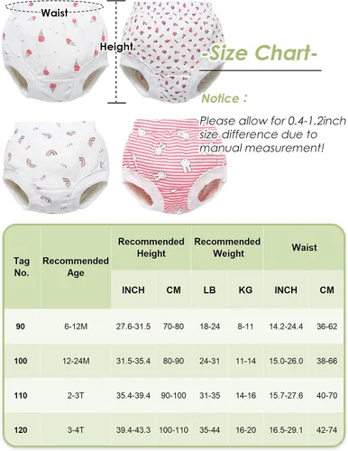 Vista 2 de ZETA DIKES Paquete de 4 fundas de pañales para niñas, ropa interior con estampado lindo y volantes