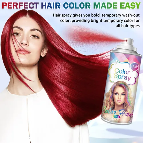 Vista 7 de AIUEO Spray para el cabello rojo Temporal Tinte para el cabello Tinte para rojo (Fired Red)
