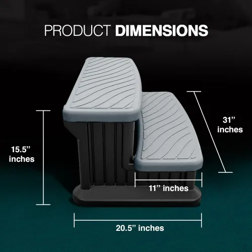 Vista 6 de Puri Tech Universal Spa & Jacuzzi Pasos al aire libre Soporte de agarre antideslizante - Gris Claro
