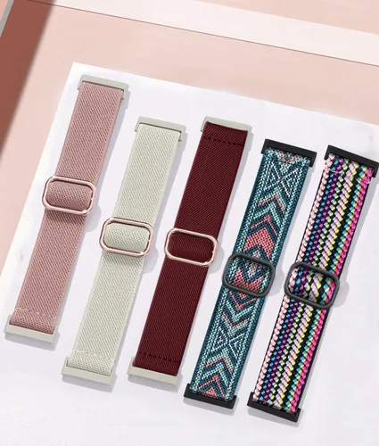 Vista 5 de Paquete de 10 correas para Fitbit Versa 3/Fitbit Versa 4 Band/Fitbit Sense bandas para hombres y mujeres, correa elástica ajustable de nailon