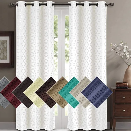 Vista 3 de Panel de cortina para oscurecimiento de ventana, con arandela, en tejido jacquard, paneles en par, juego de 2 paneles de Willow Jacquard