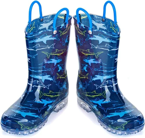 Vista 3 de HugRain - Botas de lluvia con luces para niños pequeños