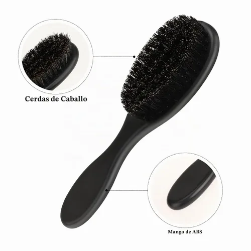 Vista 4 de Mozeat Lens Cepillo de pelo, 2 piezas de cerdas naturales de jabalí, mango de ABS, cepillo de peluquero profesional para desenredar, alisar