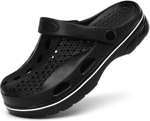 Vista 11 de SOSOWHLTE Zuecos con soporte de arco para hombre y mujer, zapatos de jardín, pantuflas de playa para exteriores con plantilla acolchada extraíble