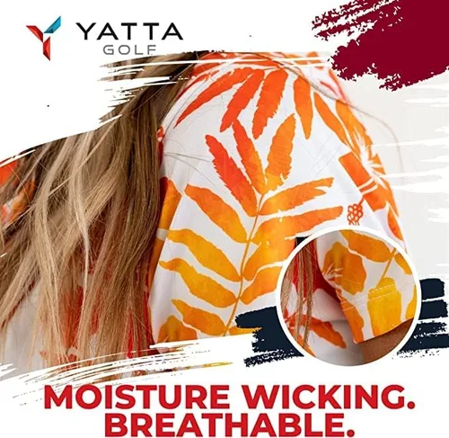 Vista 4 de YATTA GOLF Polo de golf para mujer, resistente a las arrugas, absorbe la humedad y cuello en V para mujer