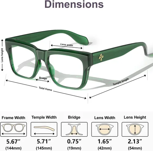 Vista 4 de VISOONE Fashion Square Frame Blue Light Blocking Glasses RANDI