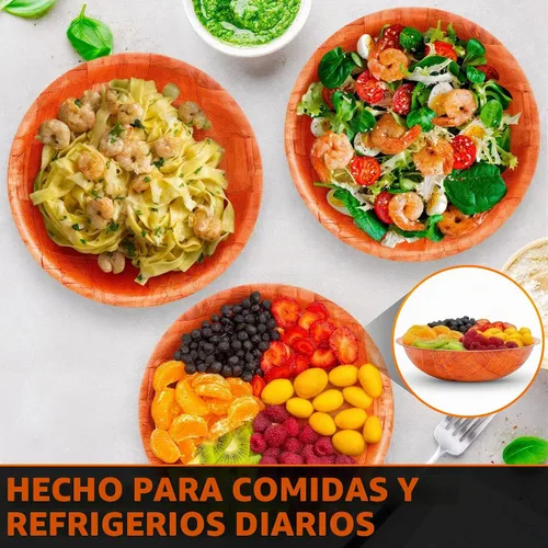 Vista 6 de HYQO - Juego de 6 cuencos de madera para ensalada, 7.9 pulgadas, 9 onzas Marrón