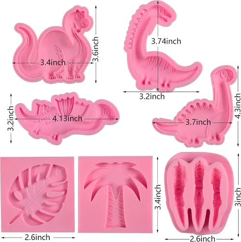 Vista 7 de Moldes del silicón de la fondant del dinosaurio, diverso molde