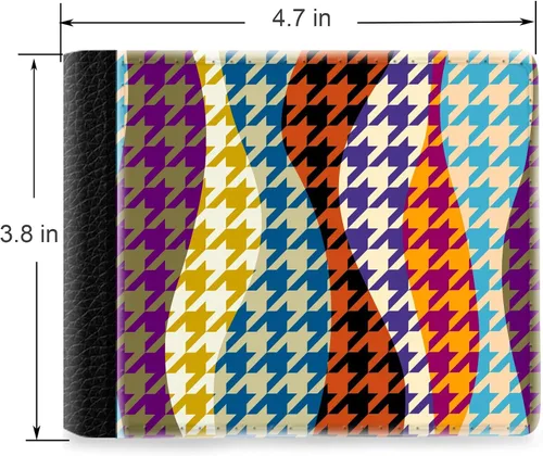 Vista 2 de Patrón único de diseño patrón clásico de dientes de perros en un estilo de collage de retazos, bolsillo frontal delgado cartera de bloqueo RFID