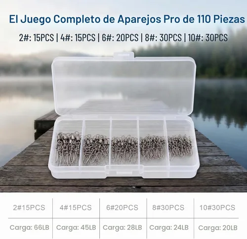 Vista 2 de MOBOREST Fishing Swivels Snap Swivels Barrel Swivels with Snaps