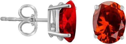 Vista 2 de Aretes de tuerca de granate natural de forma ovalada de 0.354 x 0.276 in para mujer para mujer, colección de joyas de boda con piedras preciosas