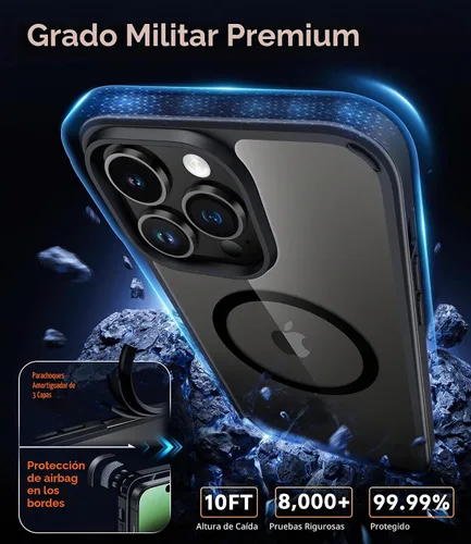 Vista 6 de FNTCASE - Funda magnética para iPhone 14 Pro, color negro transparente claro negro