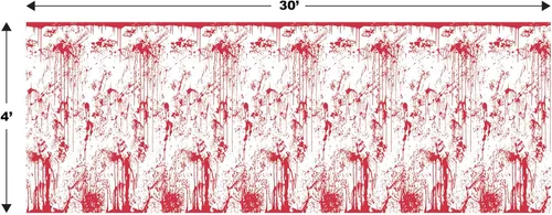 Vista 2 de Beistle Telones de fondo de pared sangrientos, 2 revestimientos de pared de plástico realistas con estampado de sangre goteante para Halloween