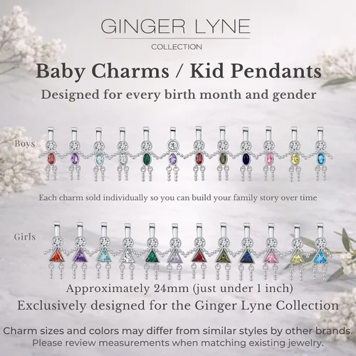 Vista 5 de Birthstone Baby Charms for Mom by Ginger Lyne Birthday Kids Boy or Girl Birth Month Pendants for Grandma Family Tree Necklace for Women Cubic