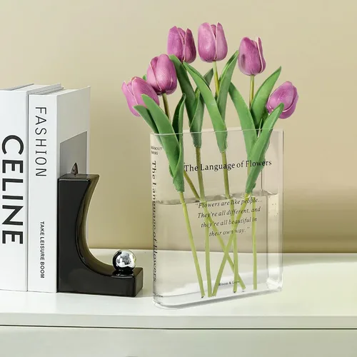 Vista 7 de Alpharan - Florero de libro rosa, acrílico transparente en forma de libro Simplicity Bookshelf Decor,Unique Stuff for Book Lovers,Home Decor,Book