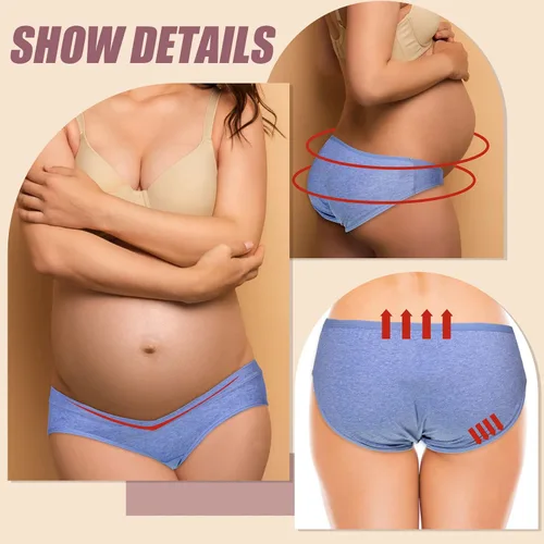 Vista 5 de Cindeer Ropa interior de maternidad de algodón para embarazo, 6 piezas, ropa interior posparto