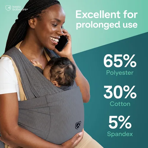 Vista 4 de Koala Babycare Portabebés, fácil de llevar como camiseta, portabebés original para recién nacidos hasta niños pequeños, cabestrillo talla única