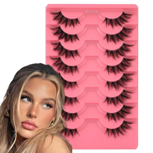 Vista 11 de Mavphnee Pestañas postizas marrones, ojo de gato, aspecto natural, extensión de pestañas rizadas D, banda transparente, pestañas marrones, pestañas