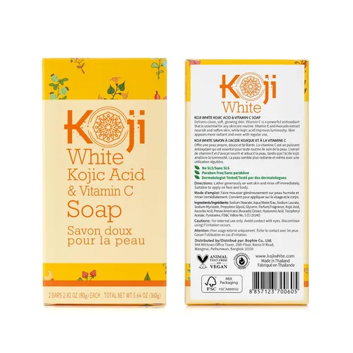 Vista 7 de Koji White Jabón iluminador de ácido kójico y vitamina C, hidratante para la cara y el cuerpo para una piel radiante, nutritiva, hidratante, barra