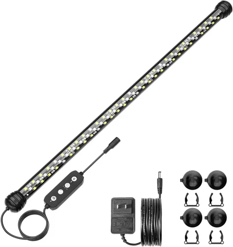 Vista 12 de SEAOURA Luz LED para acuario con temporizador, luz sumergible para plantas de acuario, luz de tanque de peces con encendido/apagado automático, 3