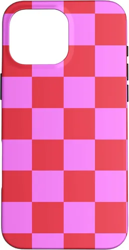 Vista 19 de Funda femenina con patrón de mujer rosa y rojo a cuadros para iPhone 17