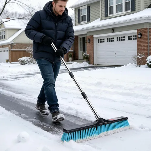 Vista 8 de MASTERTOP 24" Heavy Duty Push Broom with Ultra-Sturdy Adjustable Handle, 6-Layer Stiff Bristles Garden Yard Broom, Outdoor Sweeping Brush for