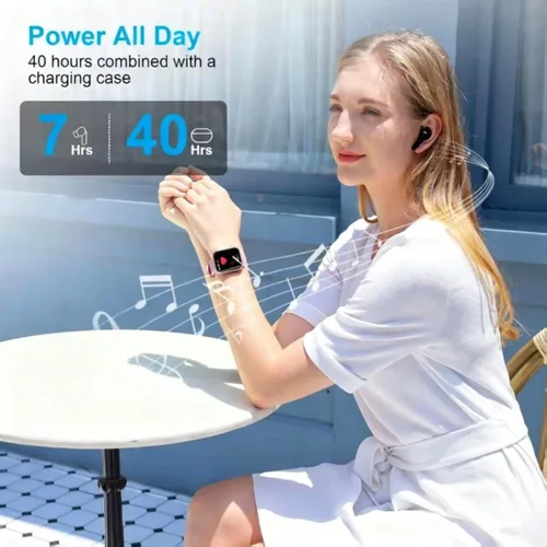 Vista 6 de Auriculares inalámbricos para Samsung S26/S25/S24, auriculares Bluetooth 5.3 40 horas, estéreo HiFi, micrófono transparente, cancelación de ruido