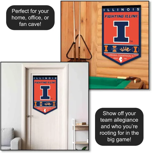 Vista 3 de Banderín de Illinois Fighting Illini Heritage History