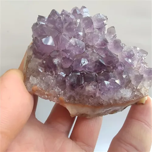 Vista 6 de GEBSKI 1 pieza de piedras de racimo de cristal de amatista natural de cuarzo para decoración del hogar, manualidades, piedras naturales