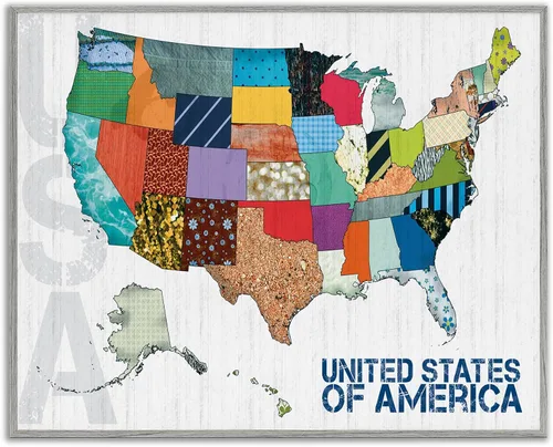 Vista 11 de Stupell Industries Estados Unidos de América Mapa Acolchado Patrón Fronteras