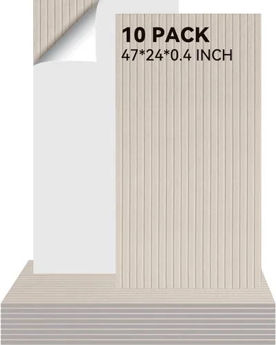 Vista 12 de Paquete de 10 paneles acústicos grandes de 48 x 24 x 0.38 pulgadas, paneles de pared autoadhesivos para amortiguar el sonido, paneles de pared Negro