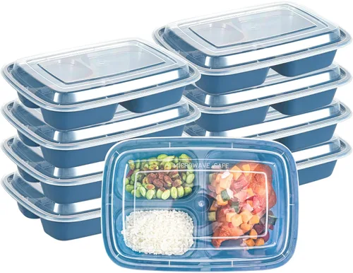 Vista 26 de Asporto - Cajas para llevar con compartimentos de 32 onzas, 50 recipientes para preparar comidas para microondas, 2 compartimentos, con tapas