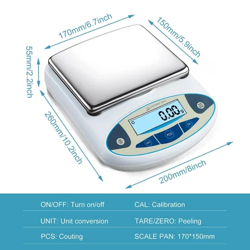 Vista 2 de Balanza analítica digital de 176.37 oz x 0.00 oz Báscula electrónica de laboratorio de alta precisión para laboratorio, investigación científica