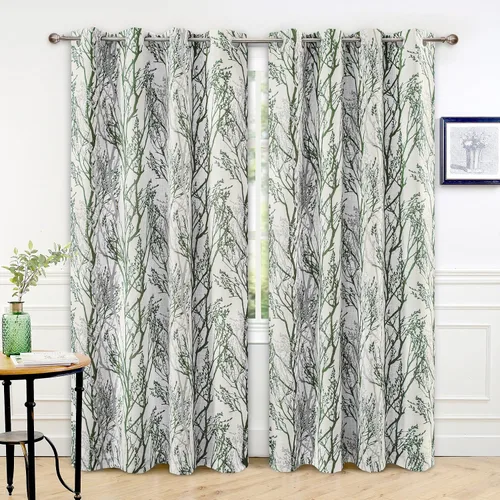 Vista 25 de DriftAway Cortinas opacas con diseño de ramas de árbol, doble capa, 84 pulgadas de largo, para dormitorio, estampado clásico, aislamiento térmico