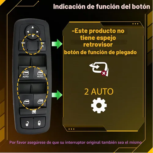 Vista 2 de Interruptor maestro de ventana eléctrica para Ram 1500, Ram 2500, Ram 3500 de 2009 2010 2011 2012. 3 PINS + 10 PINS, OE# 4602863AD, 4602863AC