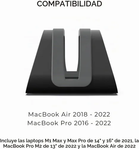 Vista 7 de HumanCentric Soporte vertical para laptop compatible con MacBook Pro y MacBook Air, soporte para escritorio de computadora personal, aluminio, Negro