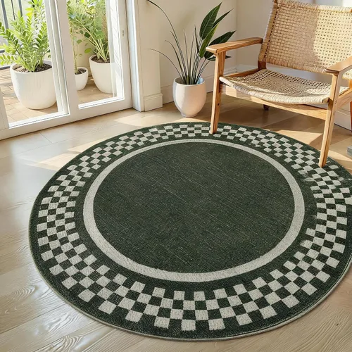 Vista 108 de GarveeHome Alfombra lavable de 5 x 7 pies para sala de estar, alfombra Beige festoneado