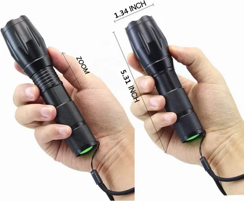 Vista 4 de Whaply Linternas LED, paquete de 2 linternas tácticas, luces de alto lúmenes con 6 pilas AAA, portátil, impermeable, con zoom con 5 modos