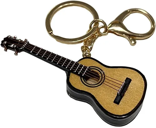 Vista 2 de Llavero de instrumento musical, llavero de guitarra de ukelele miniatura, regalo de instrumento musical, adorno de Navidad (guitarra de ukelele)