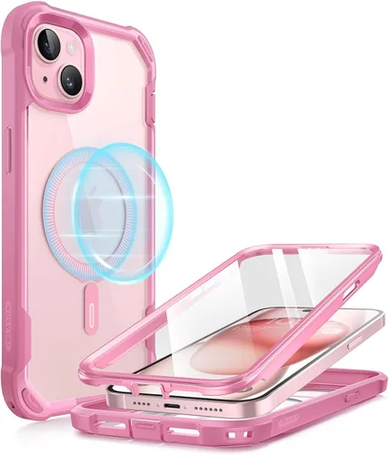 Vista 11 de i-Blason AresMag - Funda protectora transparente para iPhone 15/14/13 de 6.1 pulgadas, compatible con MagSafe, a prueba de golpes, con protector