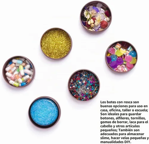 Vista 5 de Latas de 3 onzas, recipientes de lata de 3 onzas, latas redondas de metal con tapas, recipientes de aluminio para bálsamo, dulces, ungüentos, velas